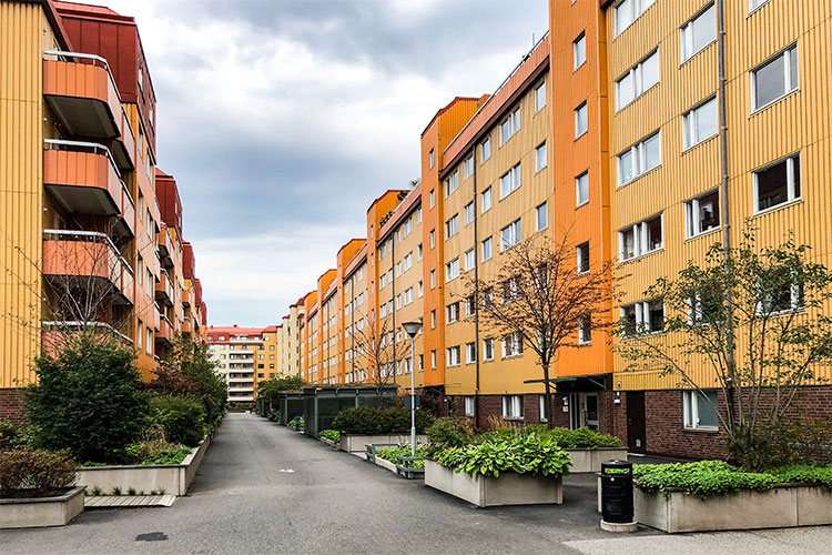 Målning av trapphus på Stampgatan i Göteborg